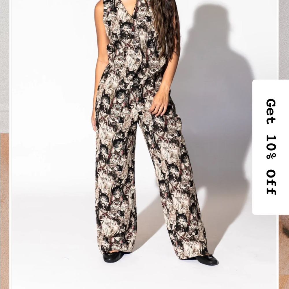 Dressed in Lala Crazy Cat Lady Jacquard Trousers NWT